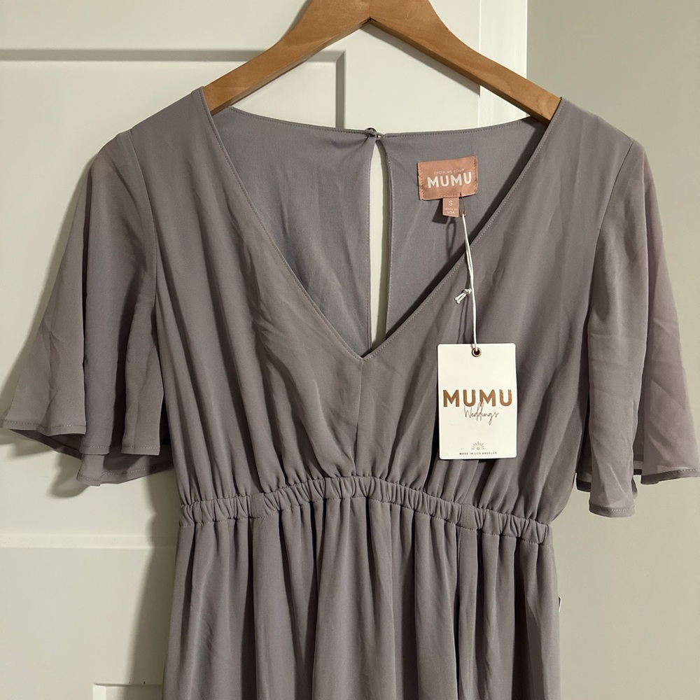 Show Me Your Mumu Weddings Chiffon Maxi Dress – Silver Sage – Small (NWT)